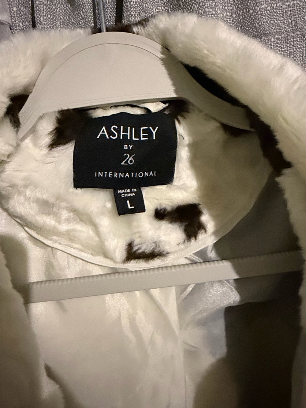 Ashley By 26 International Faux Fur Cow-Print Jacket - Cream & Brown - Picture 3 of 3